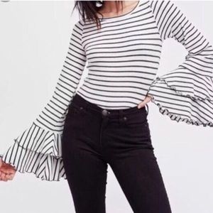 Free people good find bell sleeves stripe top XS